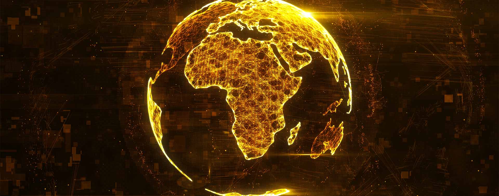 Digital image of the globe made up of glowing lines