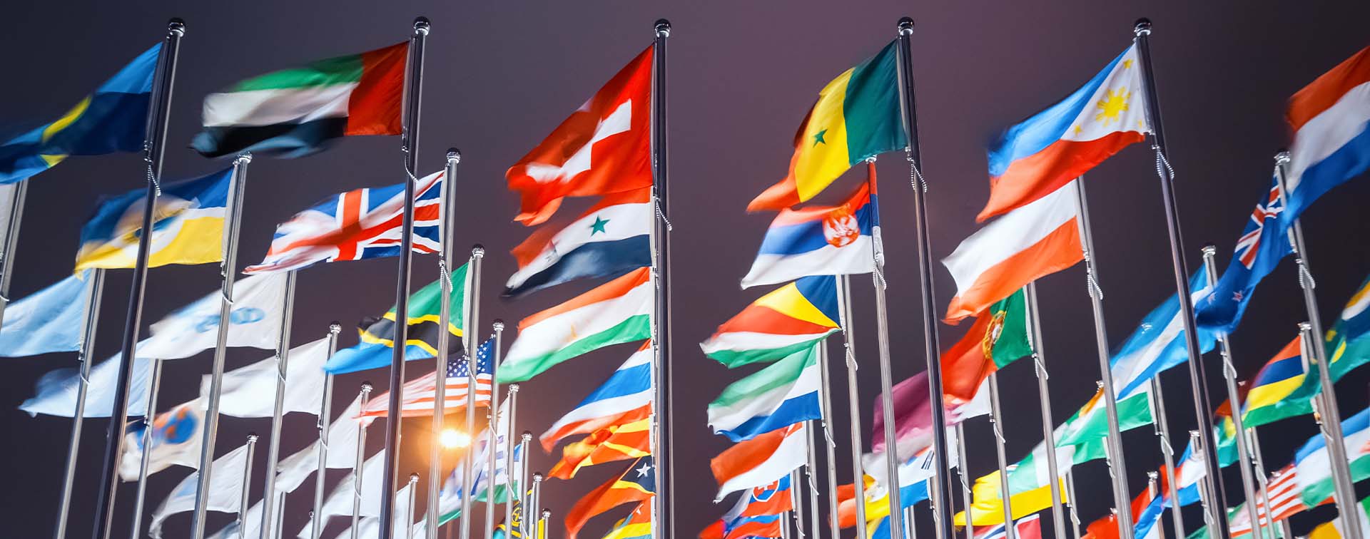 National flags of countries all over the world.