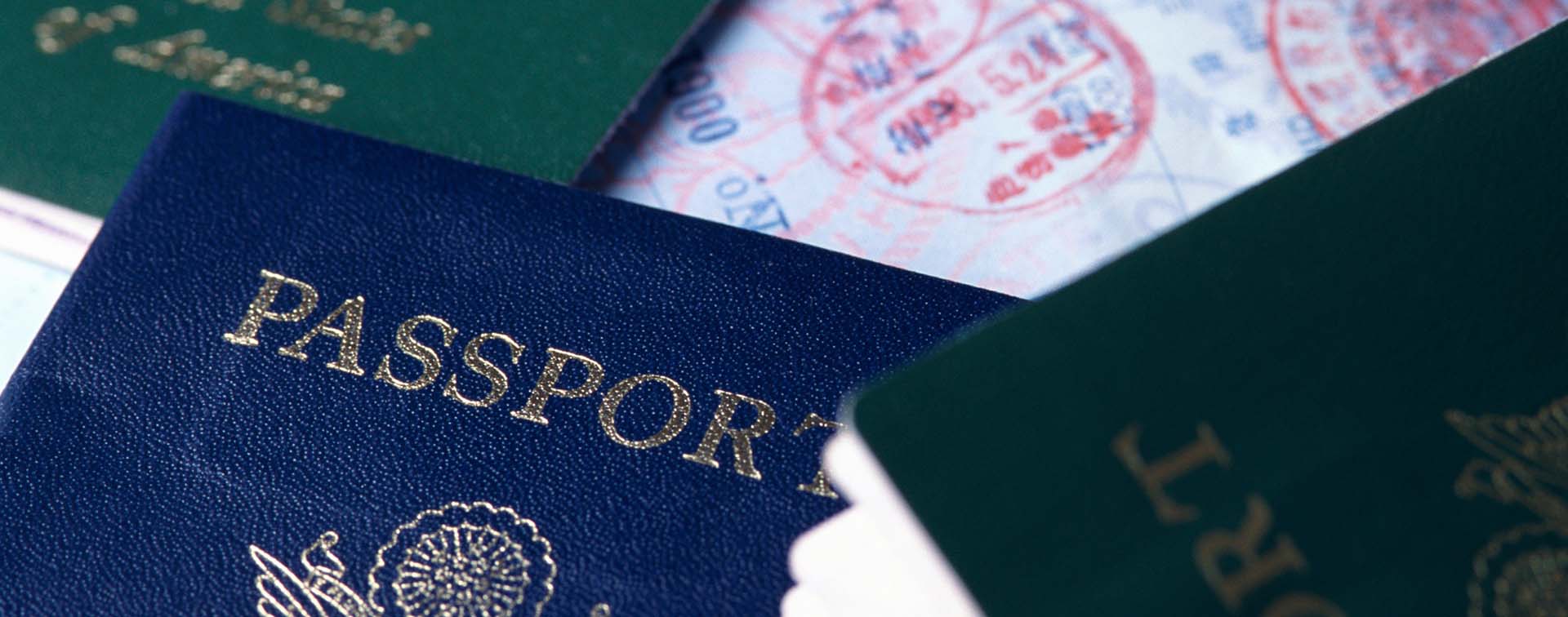 Close-up of passports