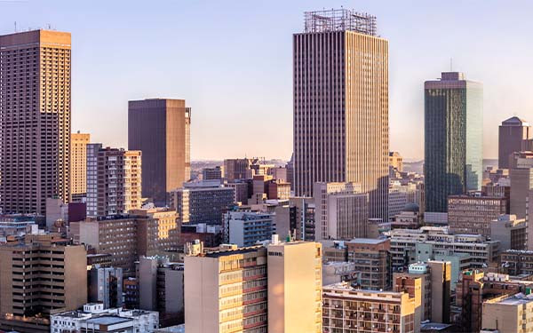 Johannesburg city center panorama from the east