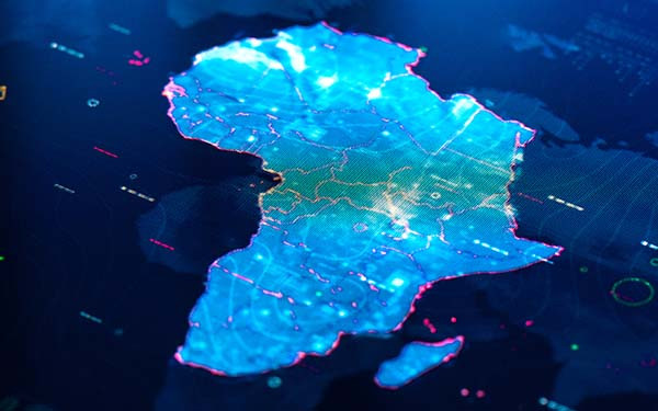 Map of Africa on digital display