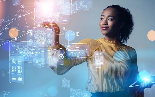 Digital transformation concept. System engineering. Binary code. Programming.