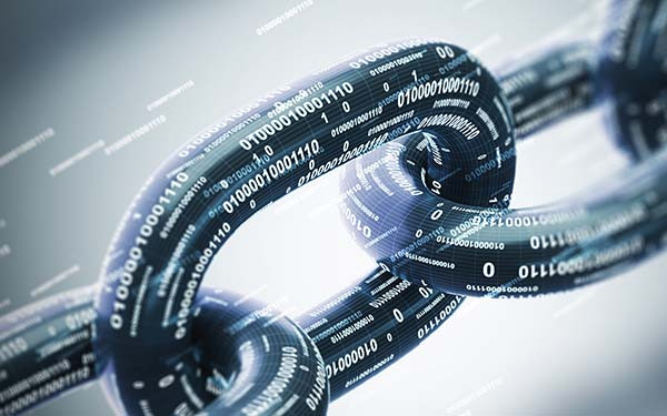 Diagonal chain, a blockchain concept, gray closeup