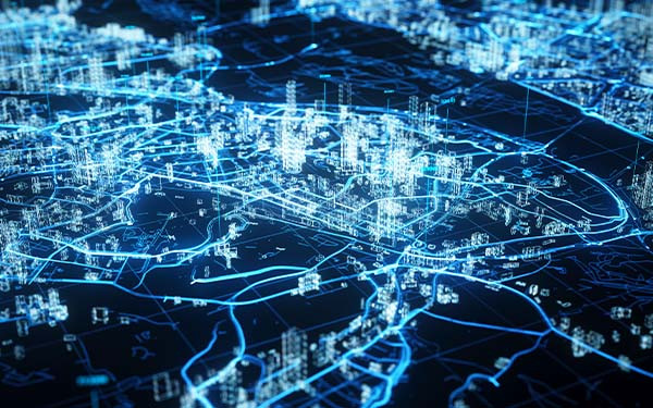 Smart city and communication network concept.