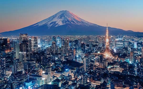 Mt. Fuji rising over Tokyo, Japan