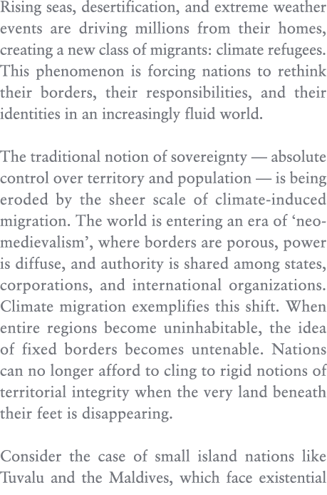 Rising seas, desertification, and extreme weather events are driving millions from their homes, creating a new class ...